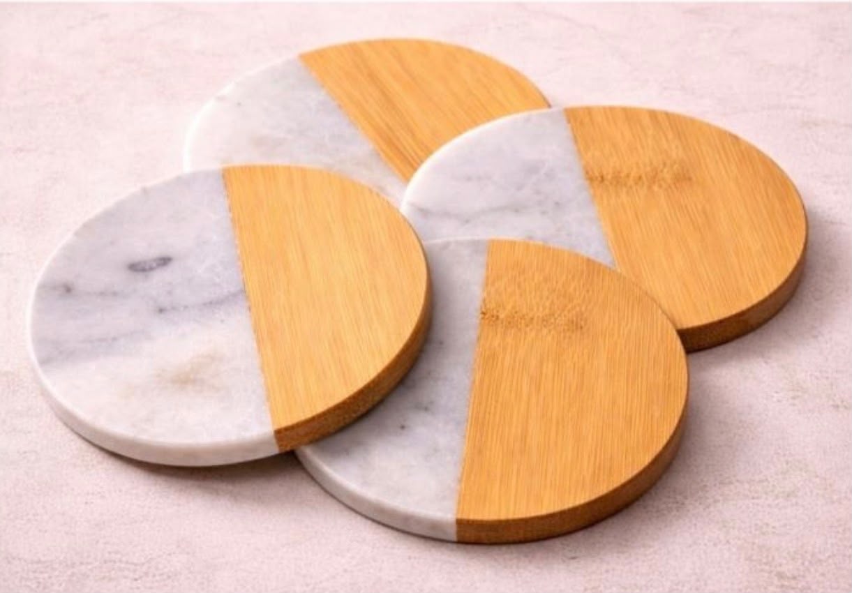 Posavasos marmol & bambu SET X4 3